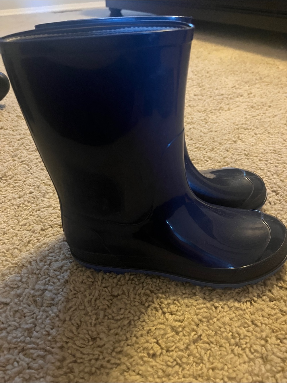 Navy Blue Gloss Rain Boots